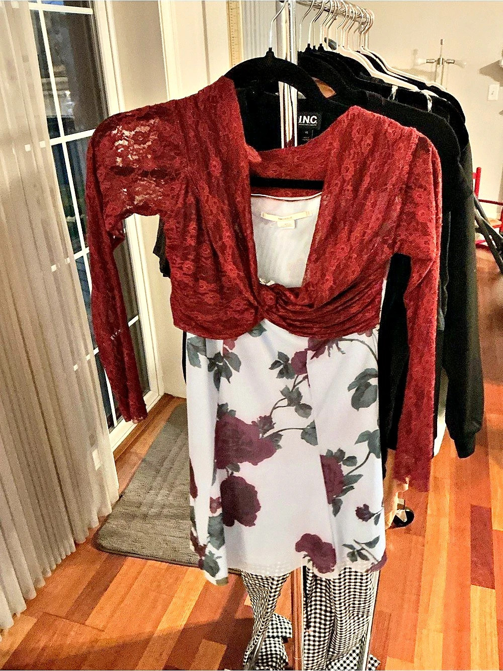 Kimchi Blue Floral Lace Layered Mini Dress Mini Dress in Red & White - Picture 2 of 6